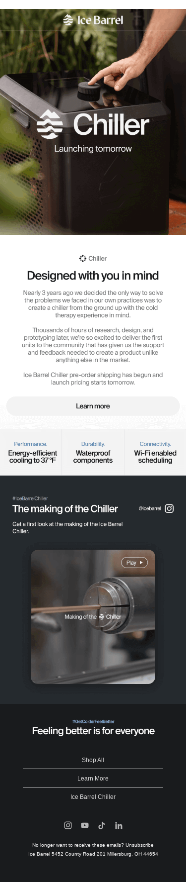 Launching tomorrow: Ice Barrel Chiller 