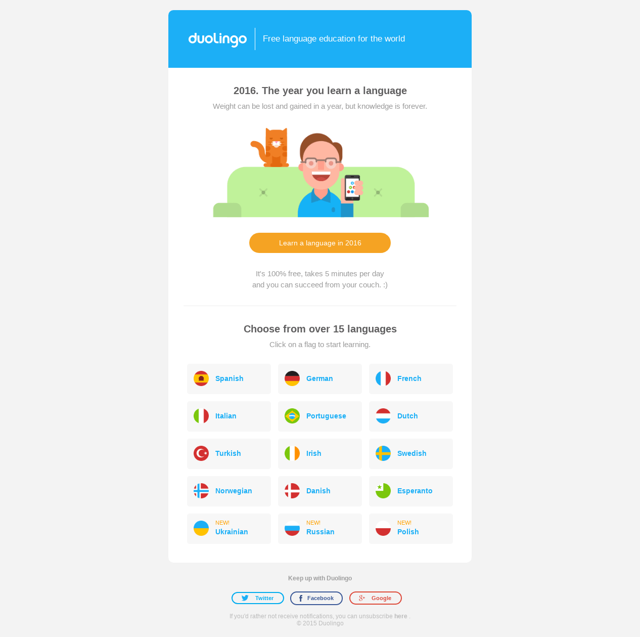 Learn a language with only 5 minutes per day