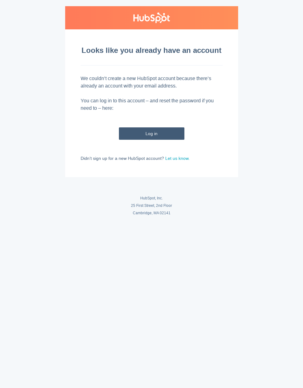 Looks like you already have an account