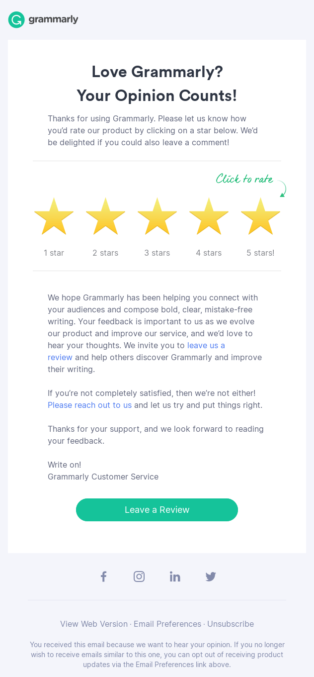 Love Grammarly so far? Your opinion counts!