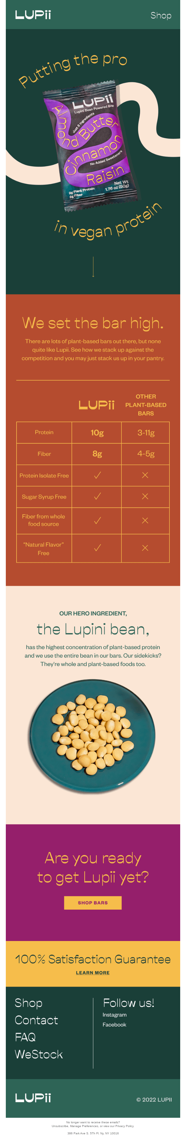 Lupii vs. other plant-based bars