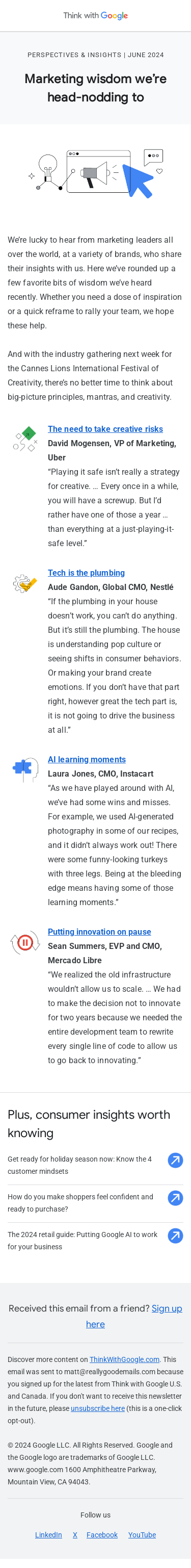 Marketing wisdom from the top