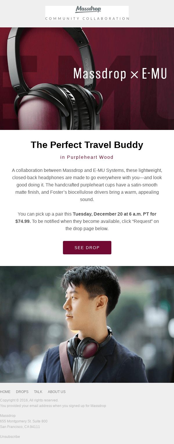 Massdrop x E-MU Purpleheart Headphones: Available Tuesday