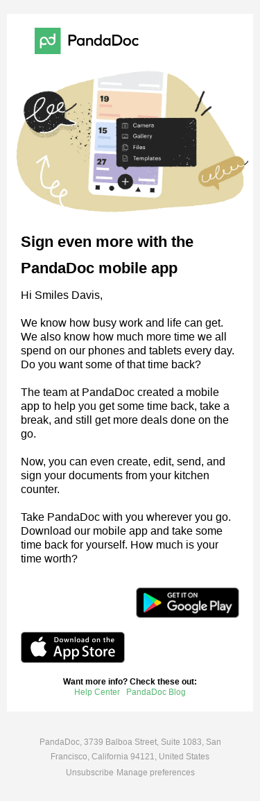 📱Smiles Davis, Try the PandaDoc Mobile App!