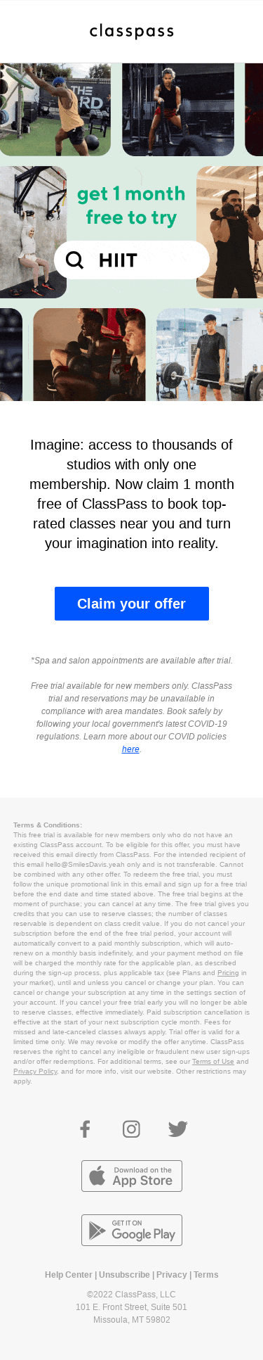 Mindbody gifted you 1 month free!