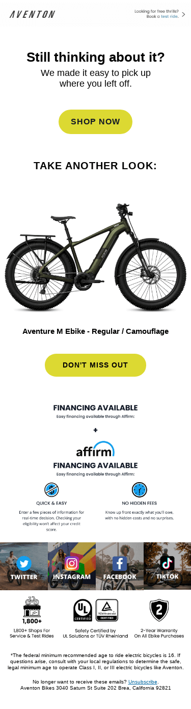 Need more time? Your ebike is still here (for now).
