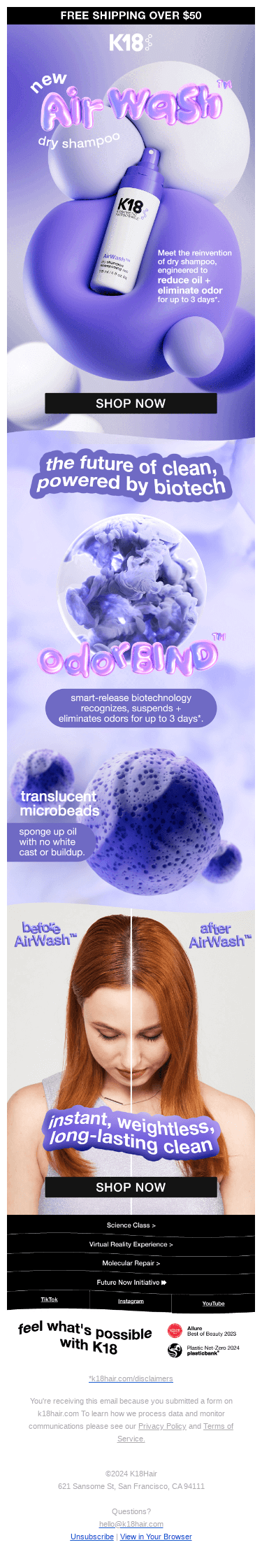 NEW! AirWash™ dry shampoo