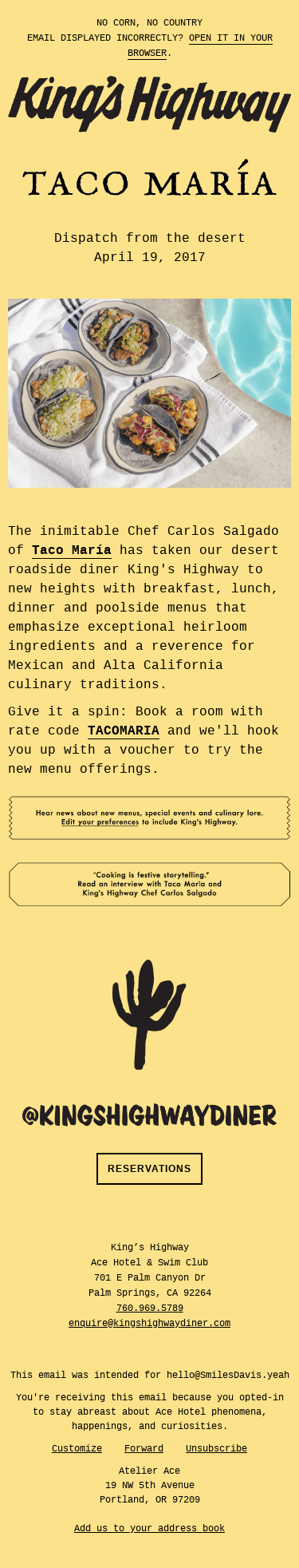 New Culinary Partnership with Chef Carlos Salgado at Ace Hotel Palm Springs