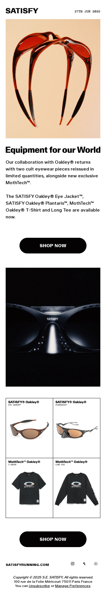 NEW DROP: SATISFY® OAKLEY®