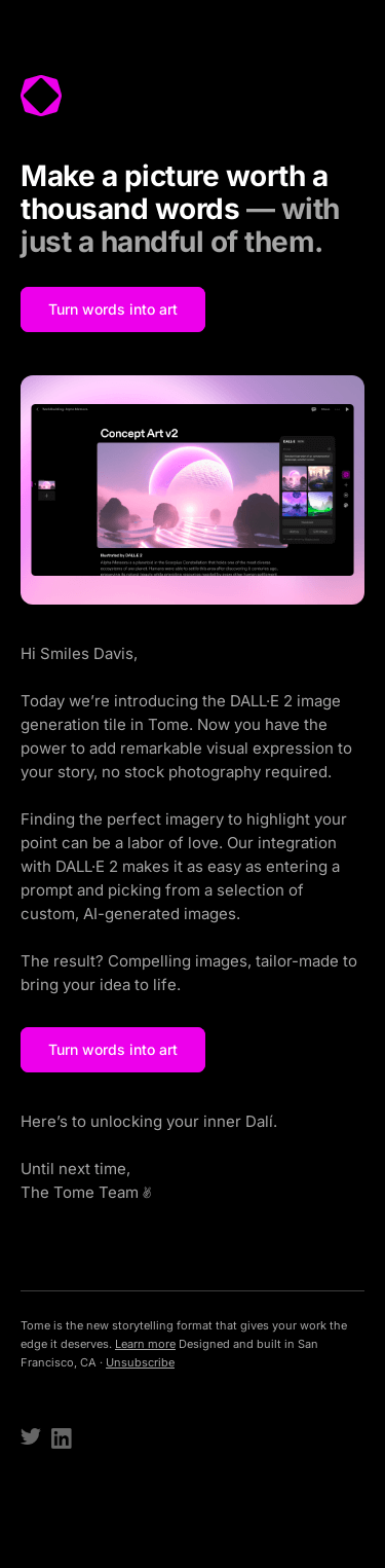 New in Tome: Create DALL·E 2 images for your story