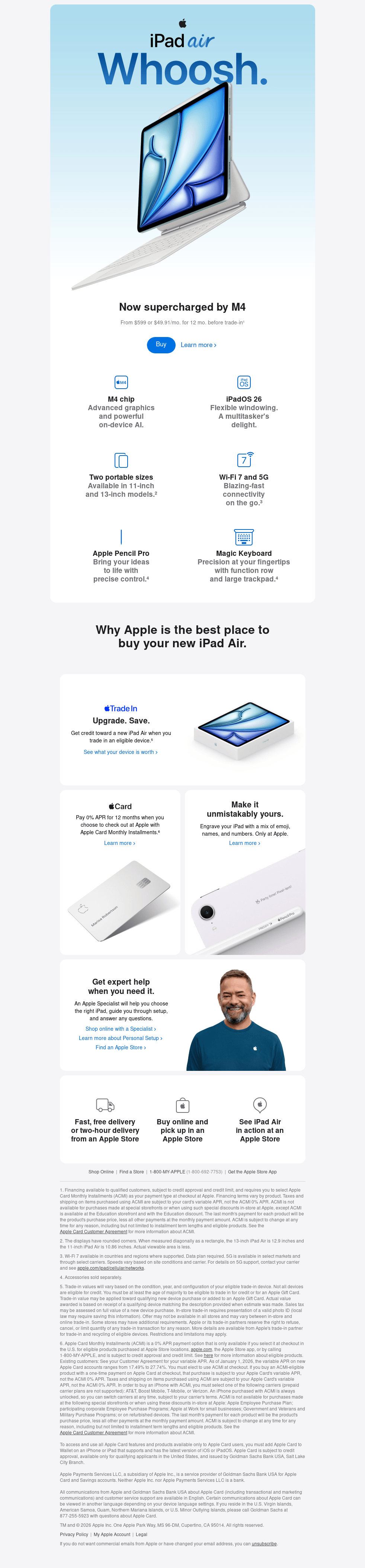 Upgrade to the new iPad Air. Now supercharged by M4.