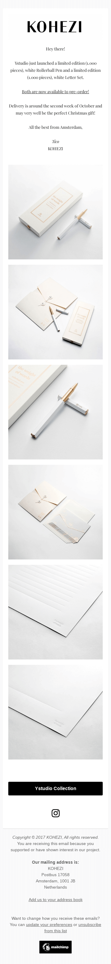 NEW The Limited Edition White Rollerball Pen by Ystudio