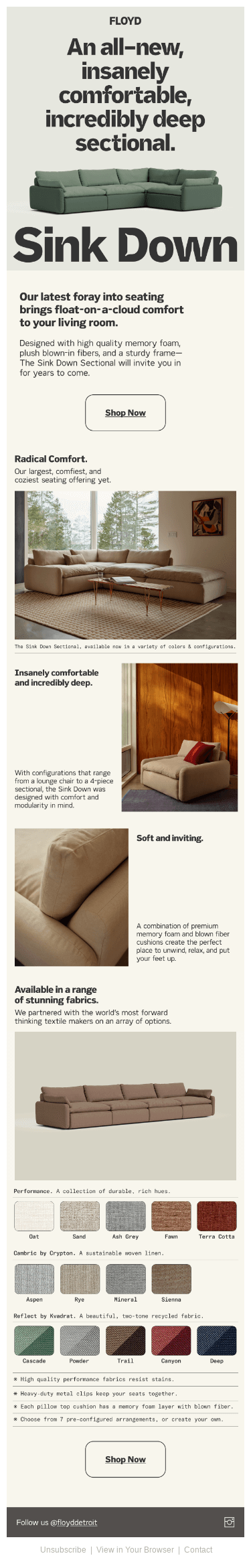 NEW! The Sink Down Sectional.