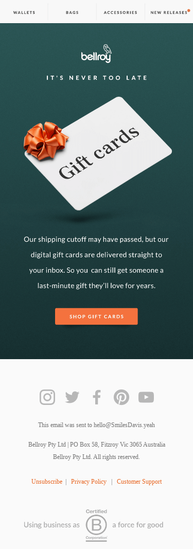 No time? Give a gift card!