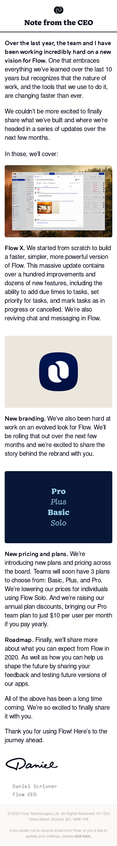 Note from the CEO of Flow