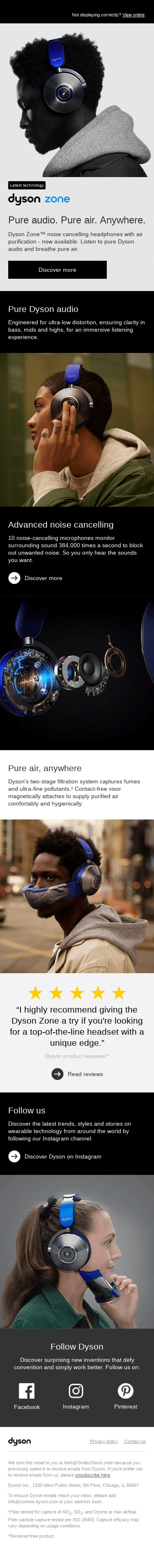 Now available: Dyson Zone™ headphones with air purification