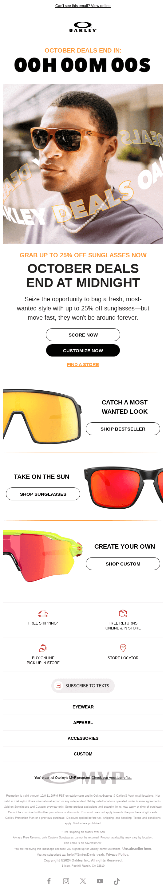 October Deals End At Midnight