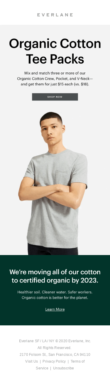 Organic Tees: Three for $45