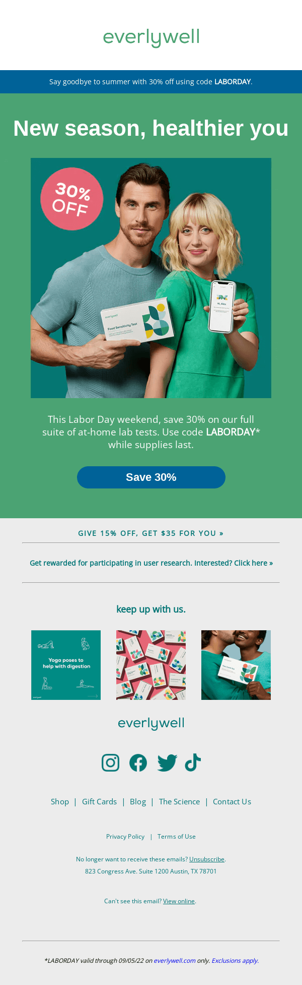 Our most popular tests, now 30% off