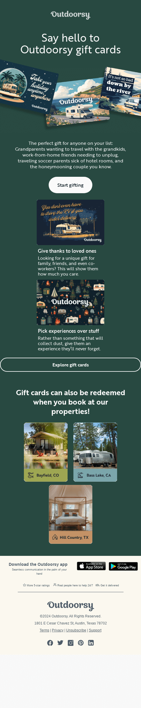 Outdoorsy gift cards are here!