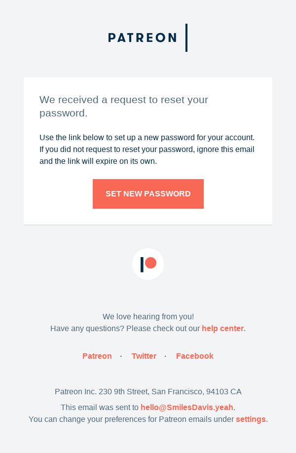 Patreon Password Reset