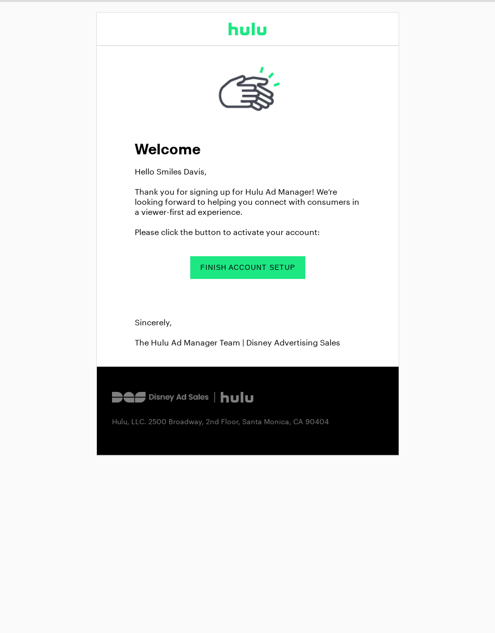 Please activate your Hulu Ad Manager account