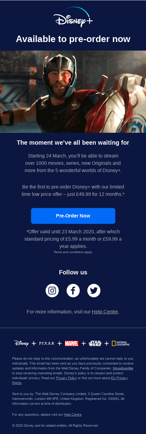Pre-order Disney+ for just £49.99 for 12 months