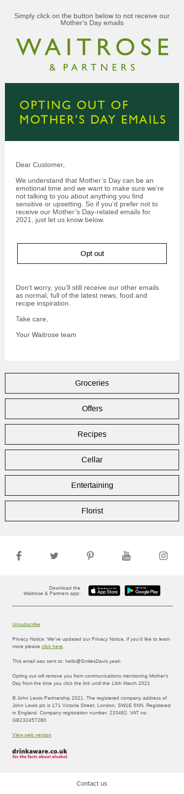 Prefer not to receive our Mother’s Day emails?