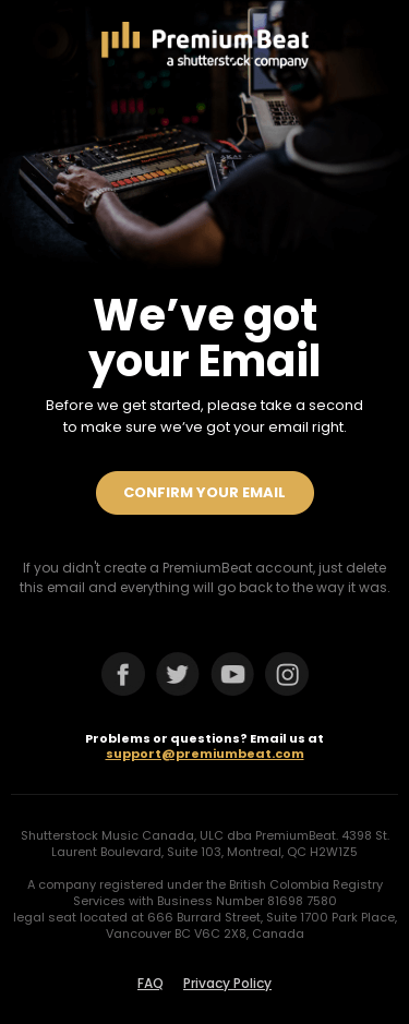 PremiumBeat Email Updates: Please Confirm