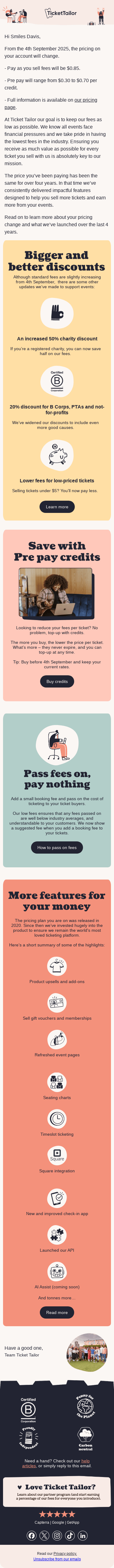 Pricing updates from 4th September