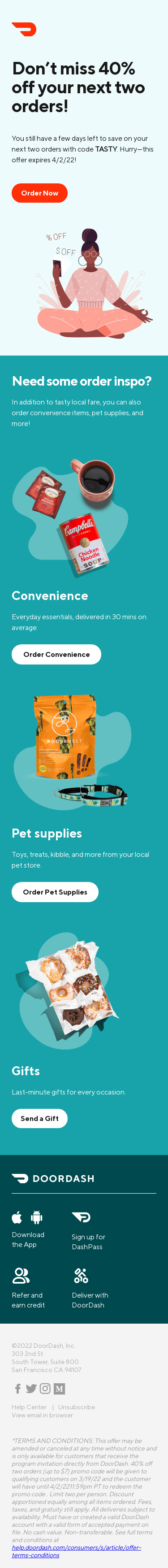 Reminder: Save 40% on your next two orders, Smiles Davis!