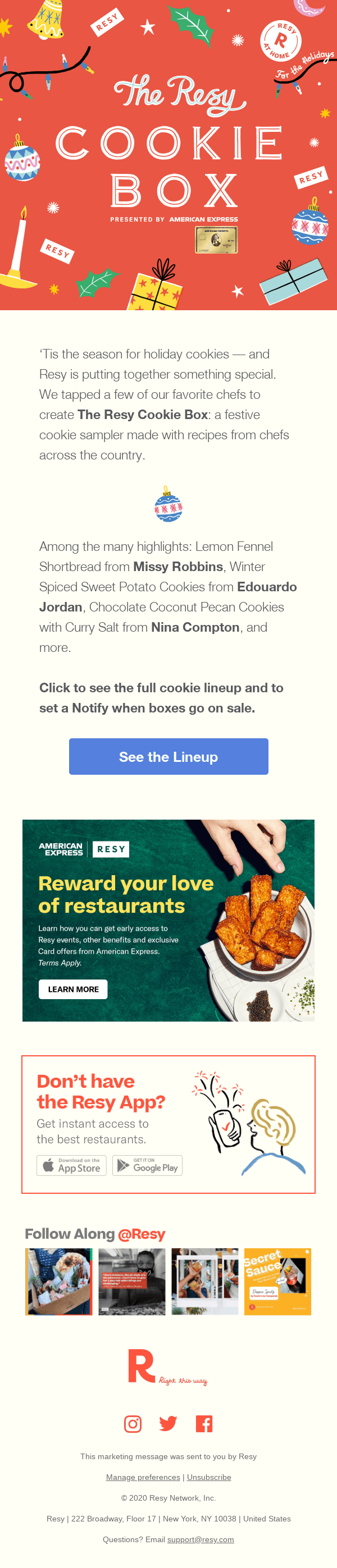 Resy’s holiday Cookie Box is coming.