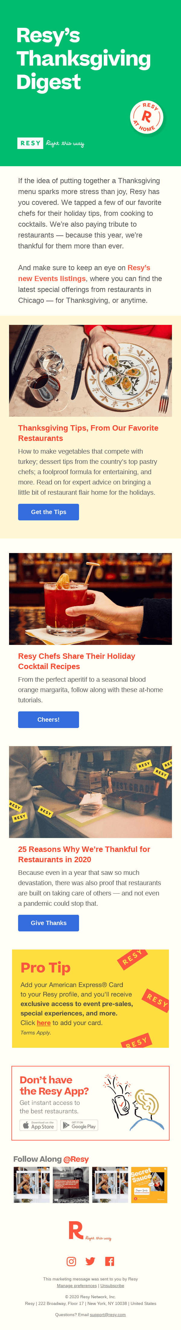 Resy’s tips for Thanksgiving.