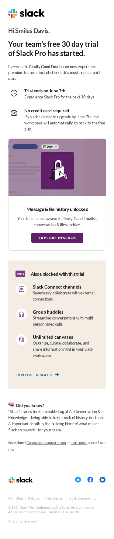RGE has started a free trial of Slack Pro