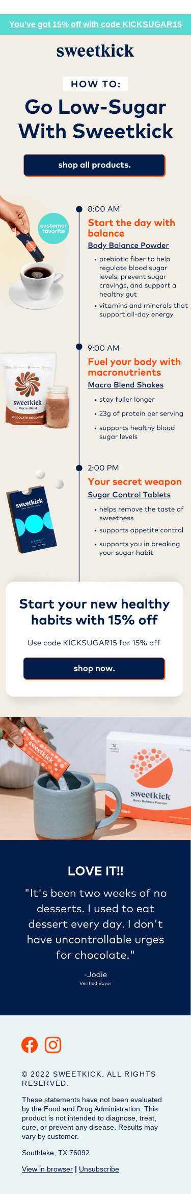 Sample schedule for a low-sugar day