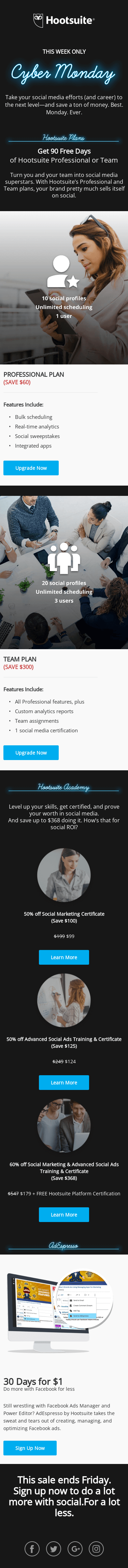 Save over $700 on Hootsuite plans and certification