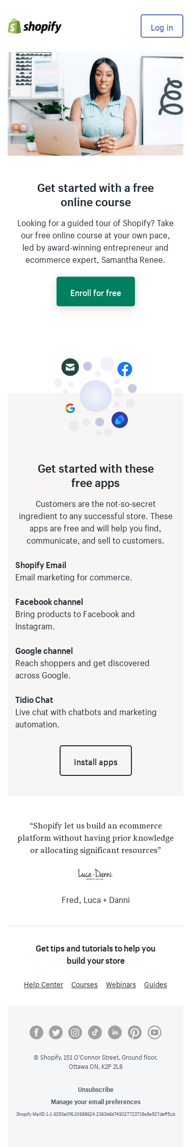 Set up Marketing Operations with a guided tour of Shopify