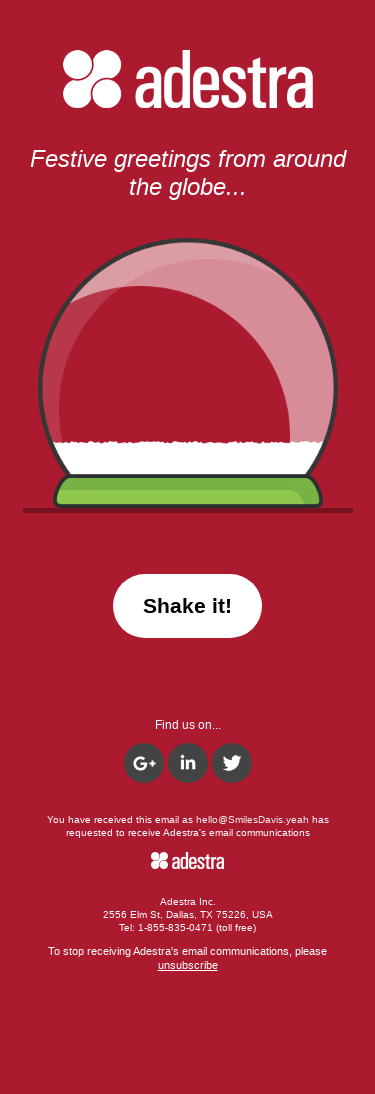 Shake it! Happy holidays to all our subscribers
