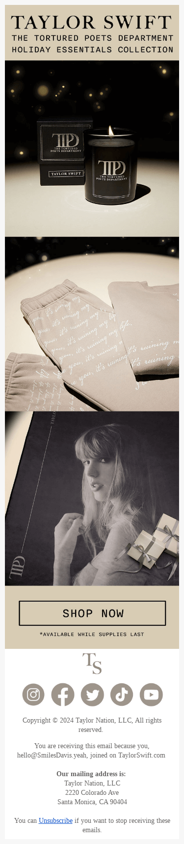 Shop TTPD Holiday Essentials Collection now!