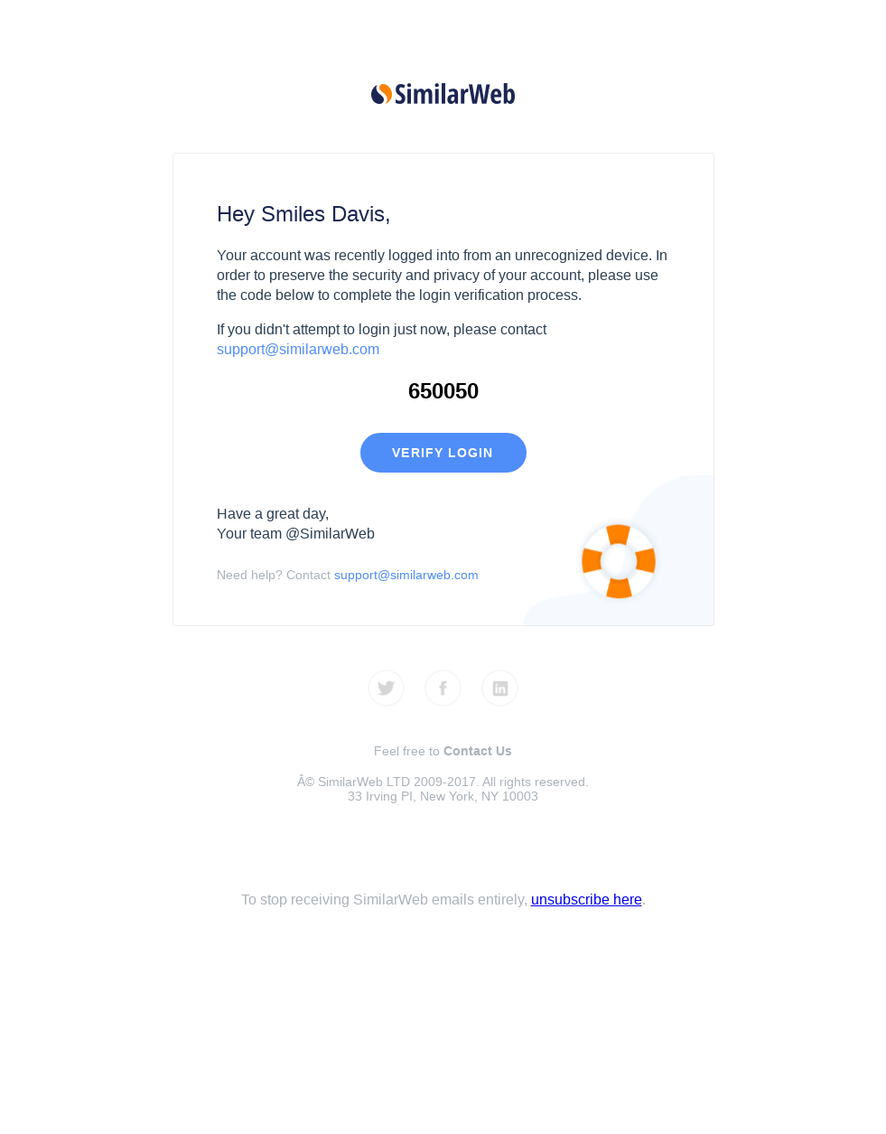 SimilarWeb Account Login Verification