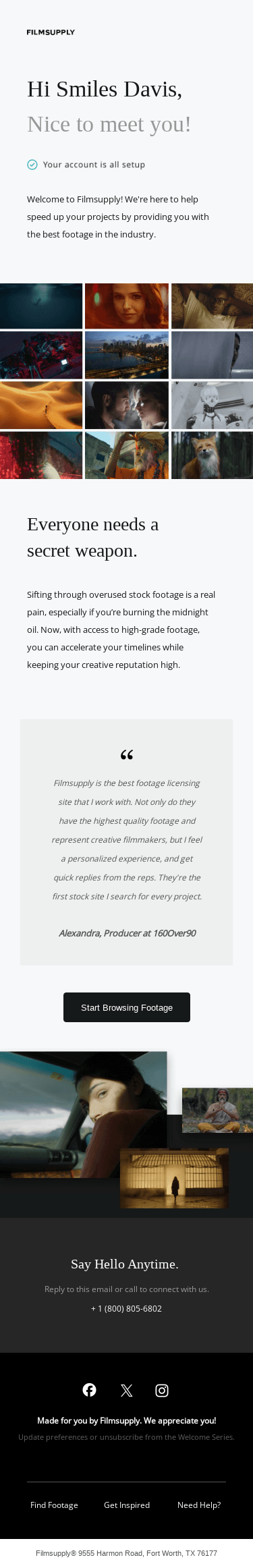 Smiles Davis, Welcome to Filmsupply!