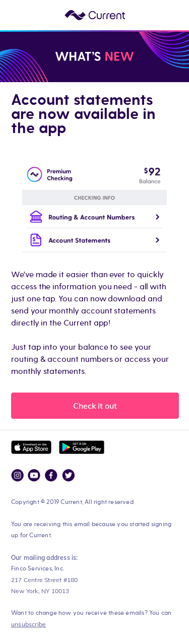 Smiles Davis, your Account Statements are now in the Current app! ✅
