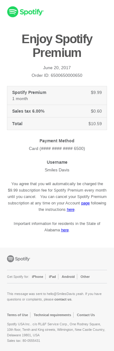 Spotify Receipt