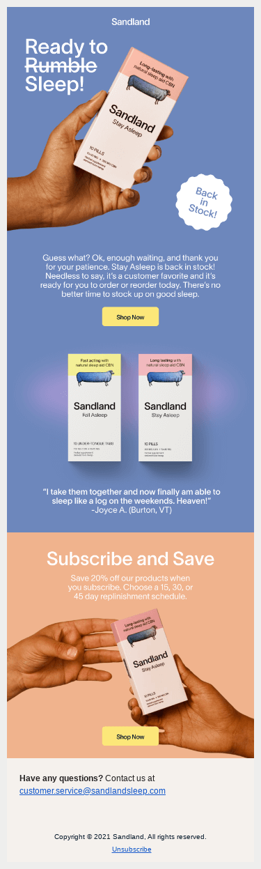 Stay Asleep is Back in Stock!