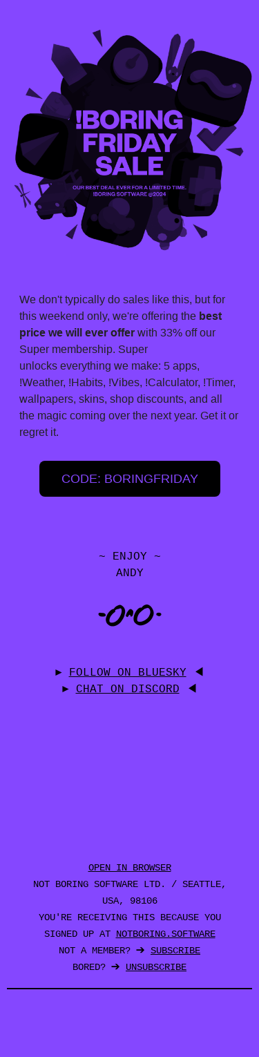 Super !Boring Black Friday