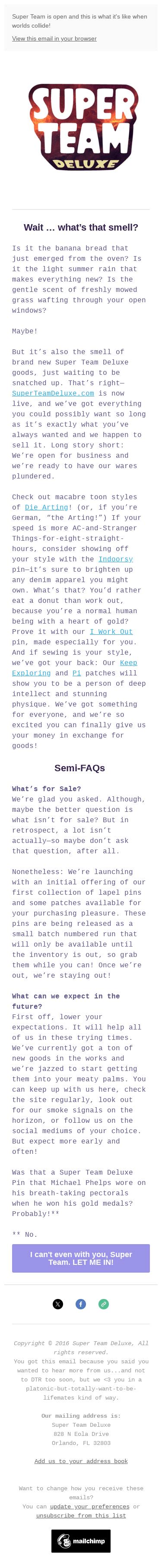 Super Team Deluxe, Now Open! Now this is what it’s like when worlds collide…Are you ready to go?