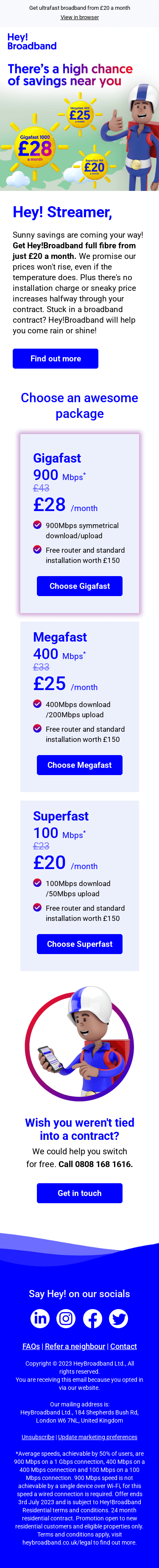 Switch to Hey!Broadband full fibre