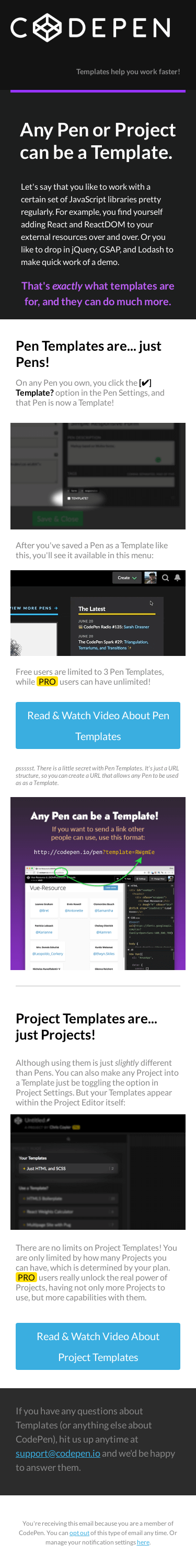 Templates on CodePen