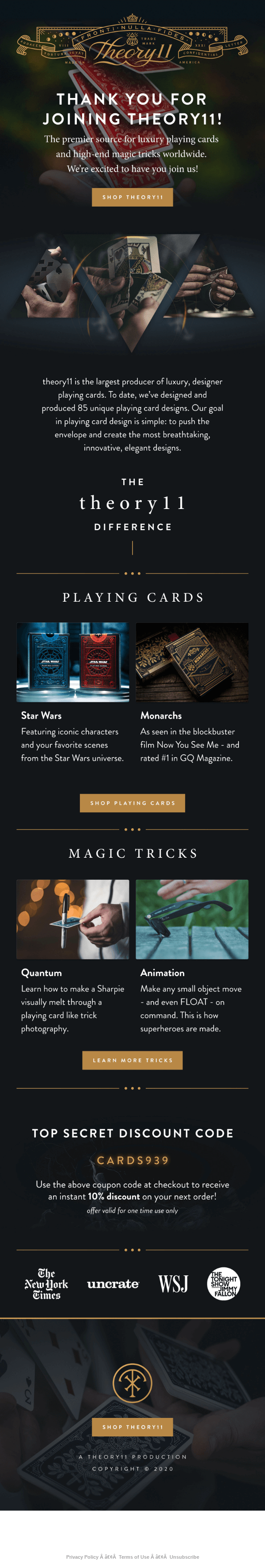 Thank you for joining theory11!