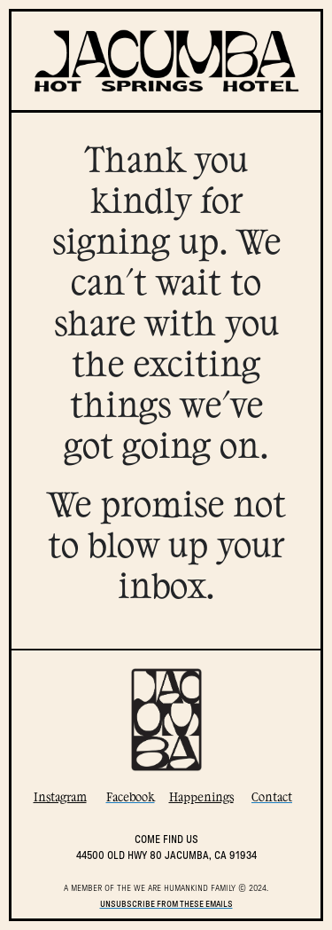 Thank you kindly for signing up